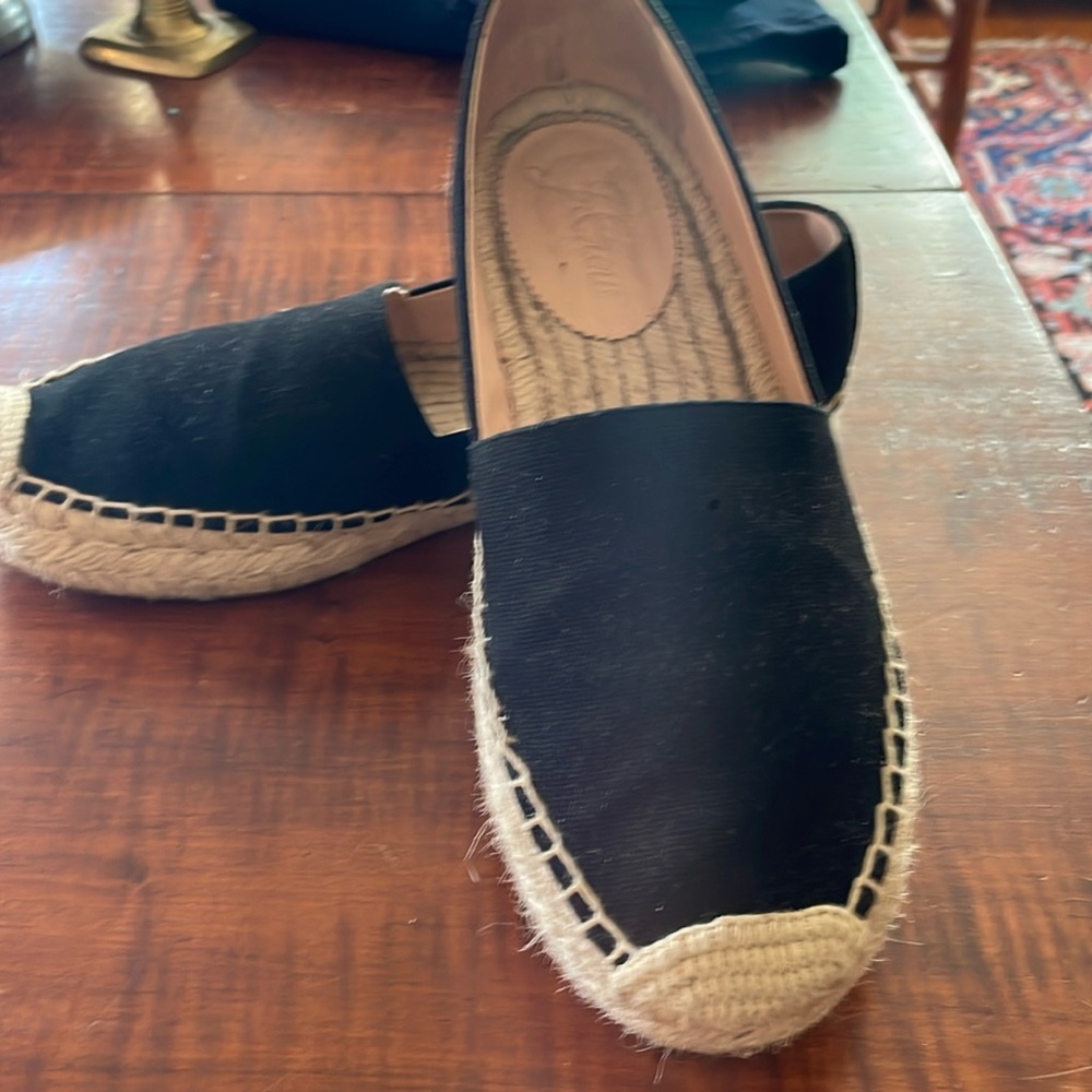 J Crew black canvas espadrilles, size 8 1/2